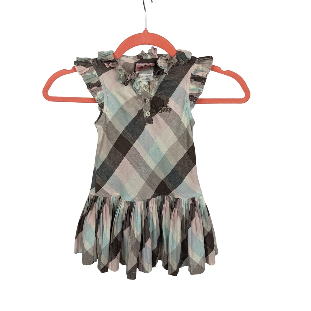 Juicy Couture Vintage Baby Girl Plaid Dress Scottie Dog Embroidery 18-24 Months